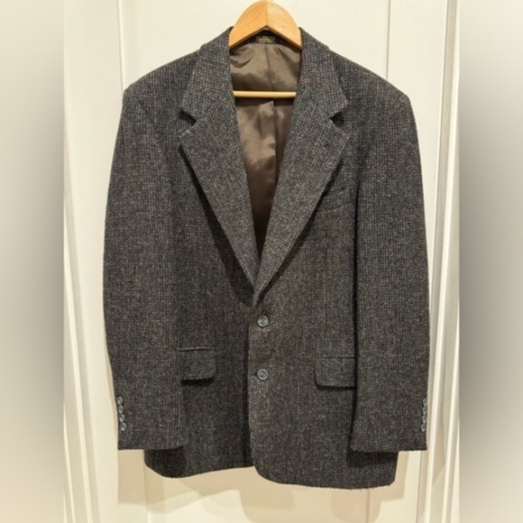Vintage Harris Tweed sport coat blazer jacket 41R gray academia scholar - Picture 1 of 14